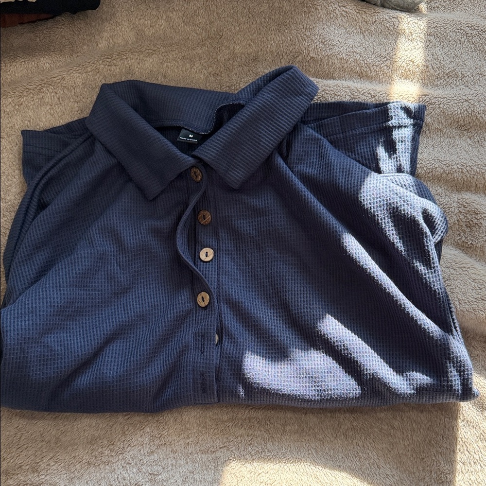 Women’s Blue Button-Up Shirt